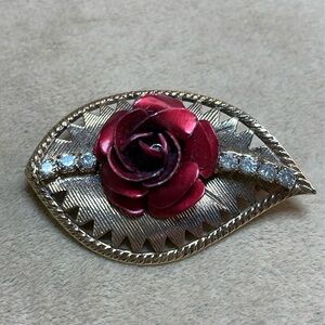 Vintage Rose and Leaf Brooch